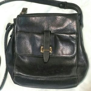 Fossil Vintage Black Leather Cross Body Bag